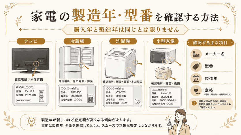家電の製造年・型番を確認する方法