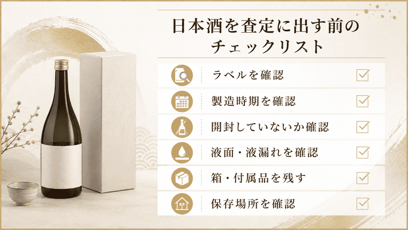 日本酒を査定に出す前のチェックリスト